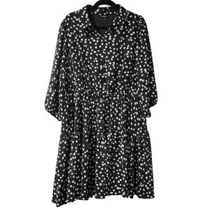 Torrid Tiered Mini Skater Dress - Chiffon Strokes Black Size 2x